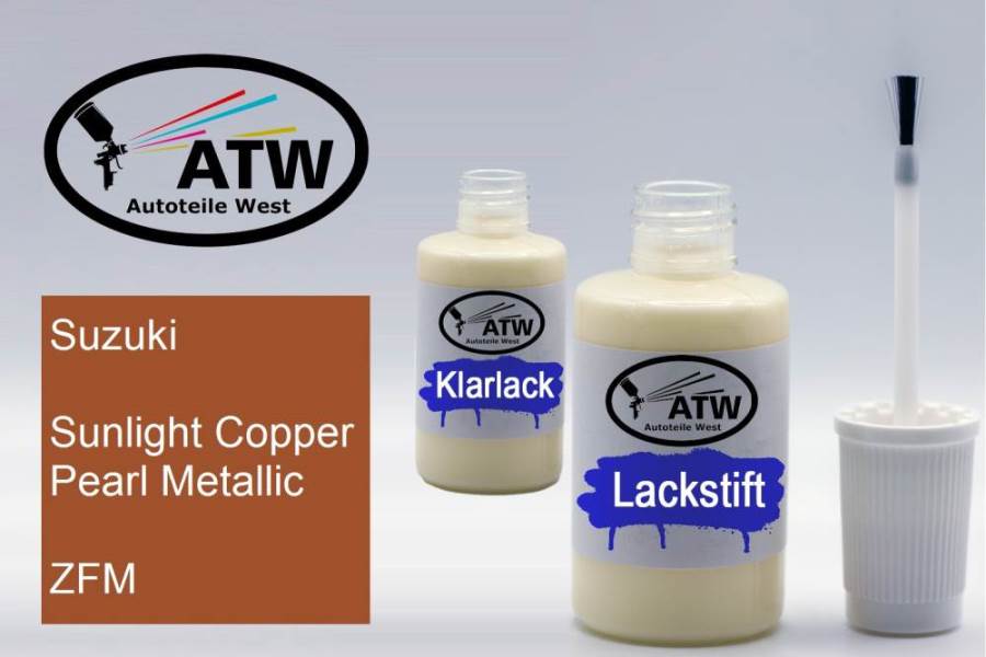 Suzuki, Sunlight Copper Pearl Metallic, ZFM: 20ml Lackstift + 20ml Klarlack - Set, von ATW Autoteile West.